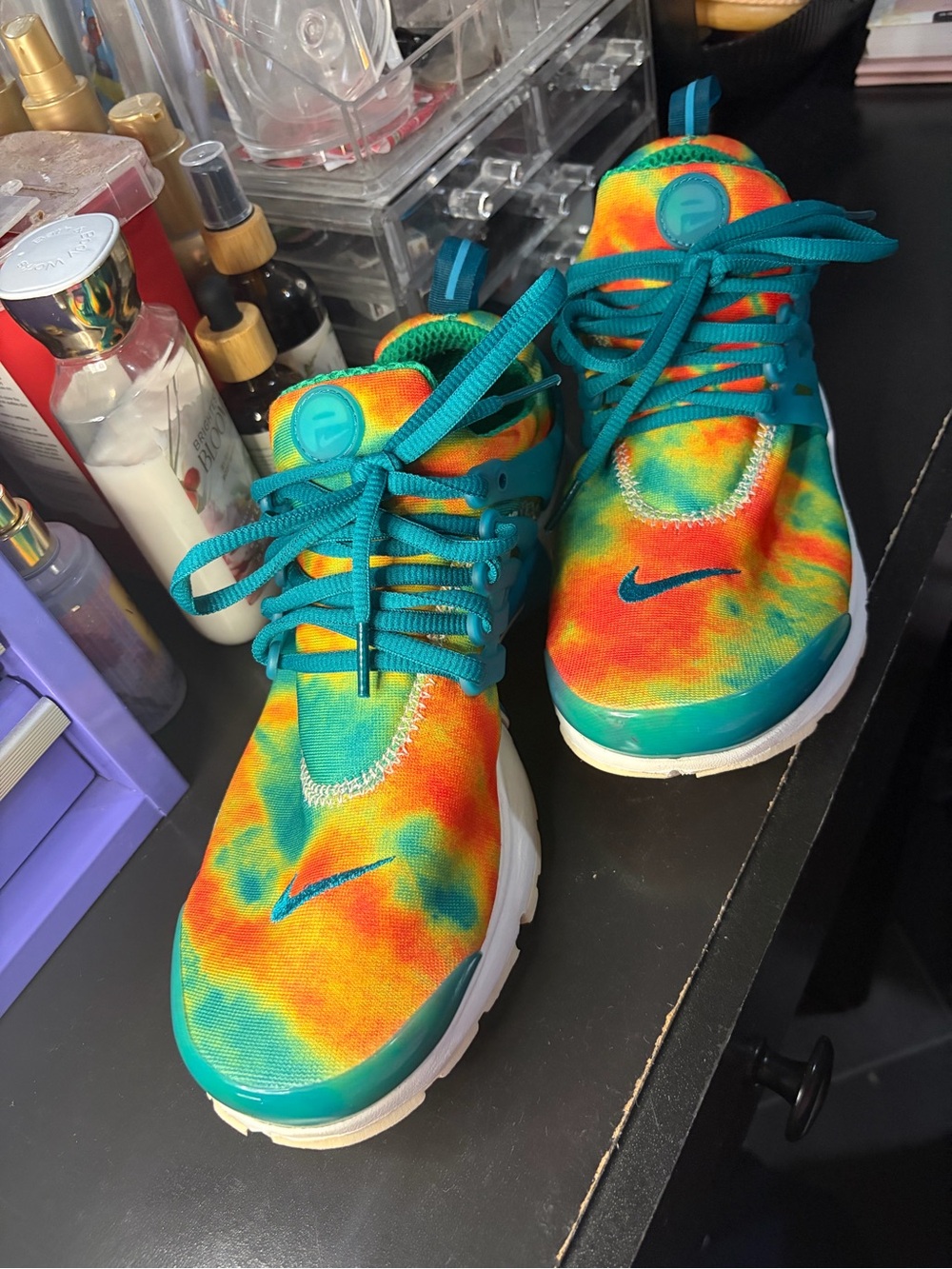 Nike Women's Tie-Dye Athletic Sneakers in Teal, Orange, Yellow